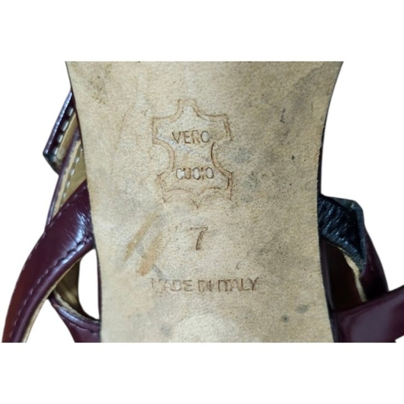 TORY BURCH PENELOPE SLINGBACK SANDALS MALBEC LEATHER STRAPPY Size 7 - Picture 9 of 14